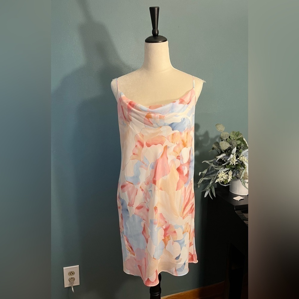 1. State Sleeveless Slip Dress with Cowl Neckline and Back Cutout - Size Medium